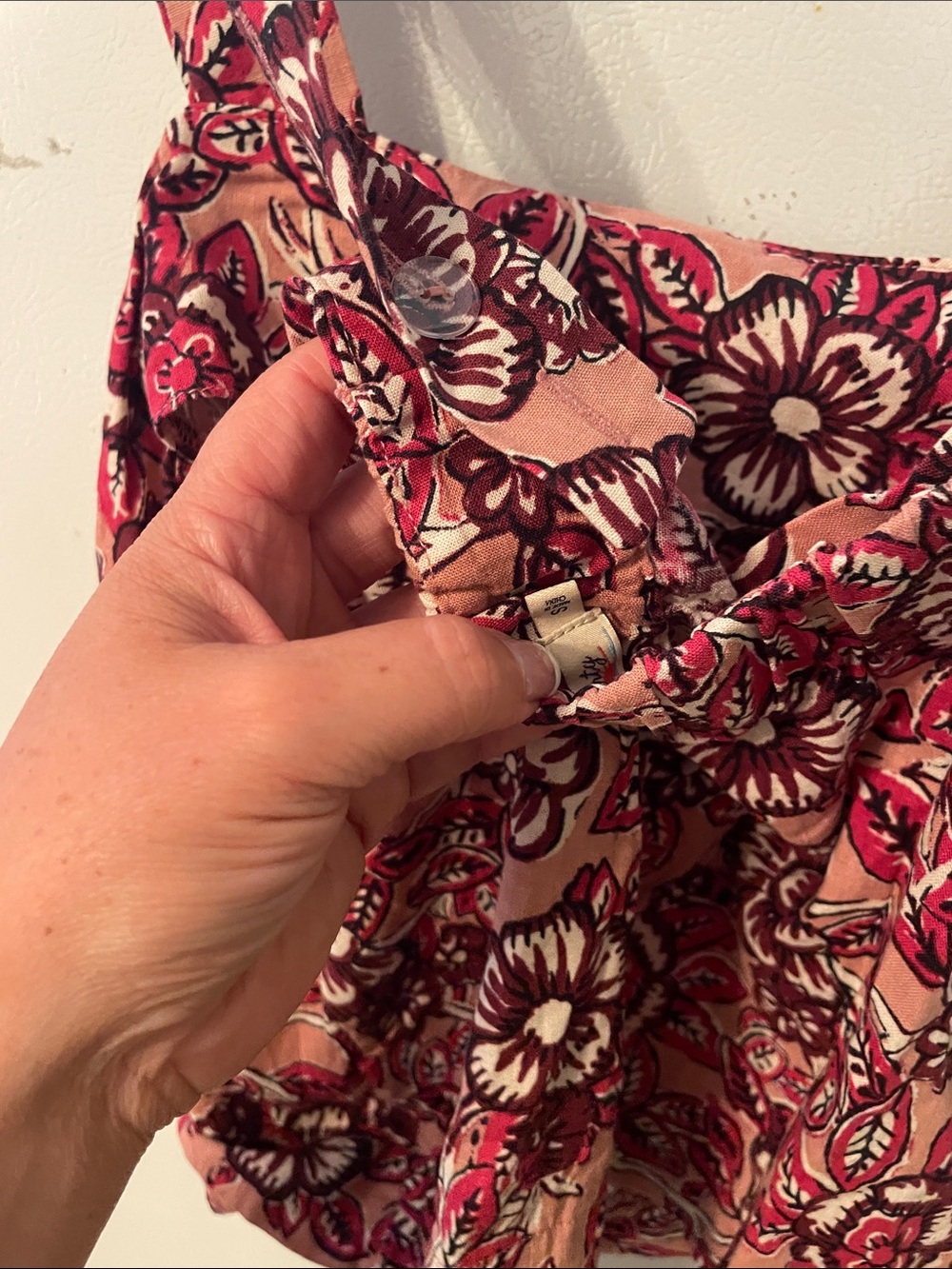 Faherty Small Women’s Floral Square Neck Blouse Linen Blend Pink Burgundy - Picture 5 of 6